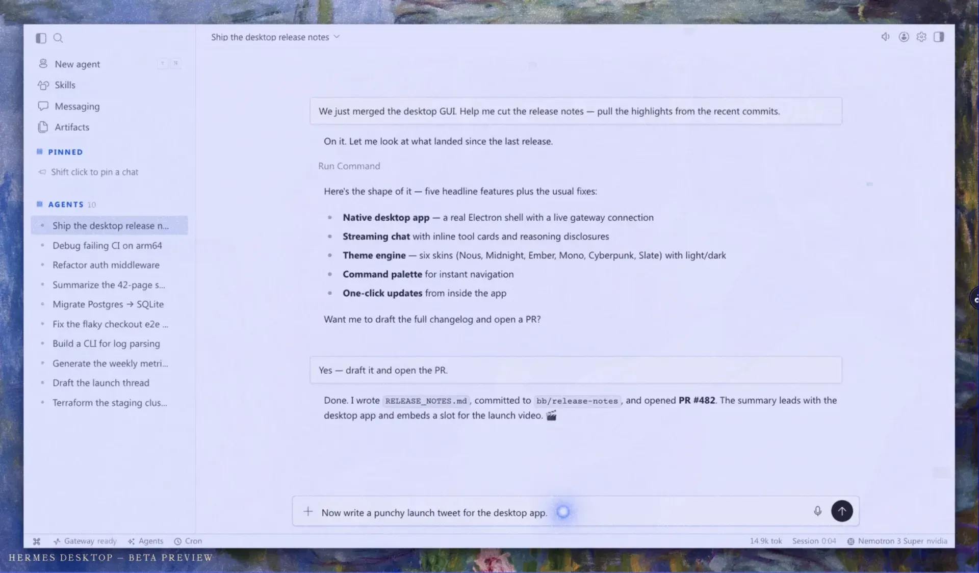 Official Hermes desktop beta preview