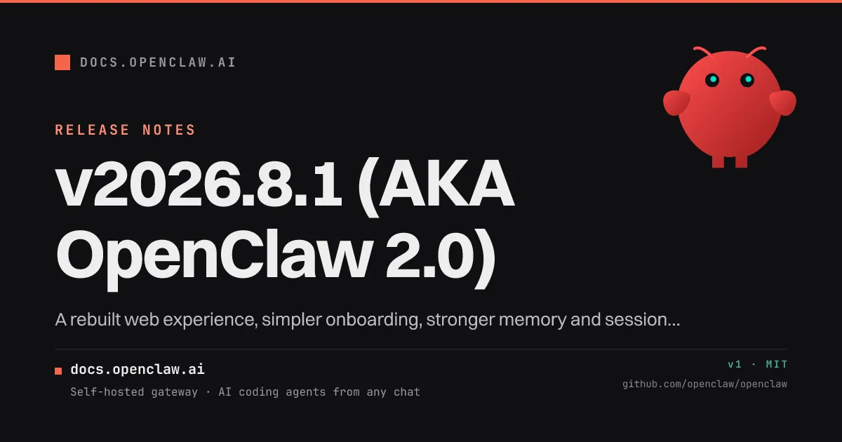 Official OpenClaw 2.0 release card