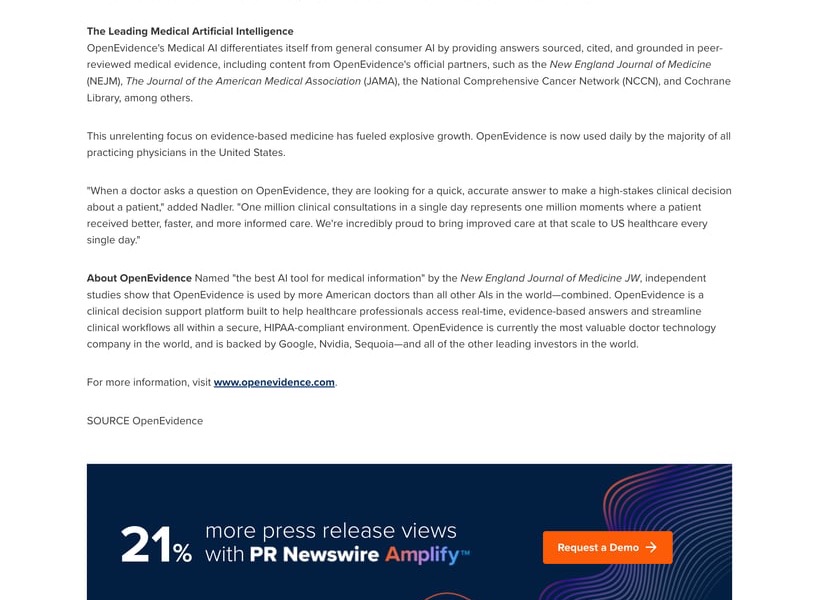 OpenEvidence 达成历史性里程碑