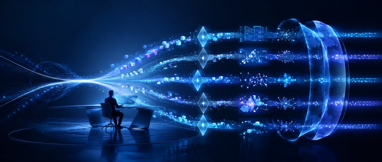 Human researchers working alongside multiple AI agents